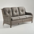 thumbnail image 3 of Opohoro 72" Outdoor Wicker Patio Sofa with Cushions, 3-Seat PE Rattan Couch for Porch, Gray/Gray, 3 of 7