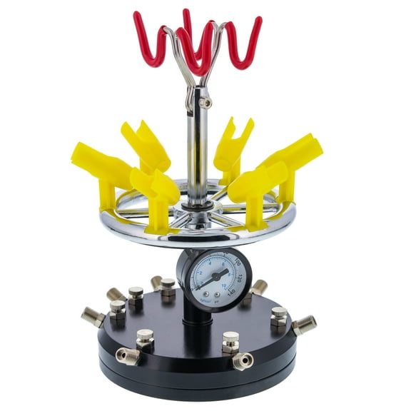 Master Airbrush 6 Station Airbrush Holder with Air Manifold - Holds 8 Airbrushes with Regulated Air Flow Control - Airbrush Stand for Artists and Modelers