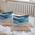 thumbnail image 5 of Abstract Ocean Outdoor Pillow Covers Pack of 2 Gradient Sea Wave Oil Painting Modern Waterproof Throw Pillow Covers Decorative Cushion Cases for Patio Garden Tent Balcony Couch 18x18 inch, 5 of 8