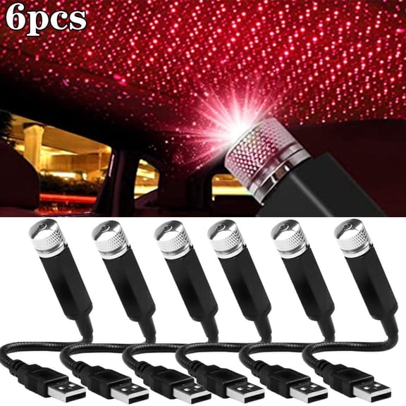 Ledander 6PCS/1PCS USB LED Rotating Star Night Light Lamp,Car Interior Roof Projector Light Decor Gift,Car Roof Star Night Light