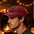 thumbnail image 5 of SYMOID Hall-oween Dad Hat with Embroidered Pumpkin Face, Washed Cotton Adjustable Baseball Cap for Men Women Wine Hats,Size Free Size, 5 of 6