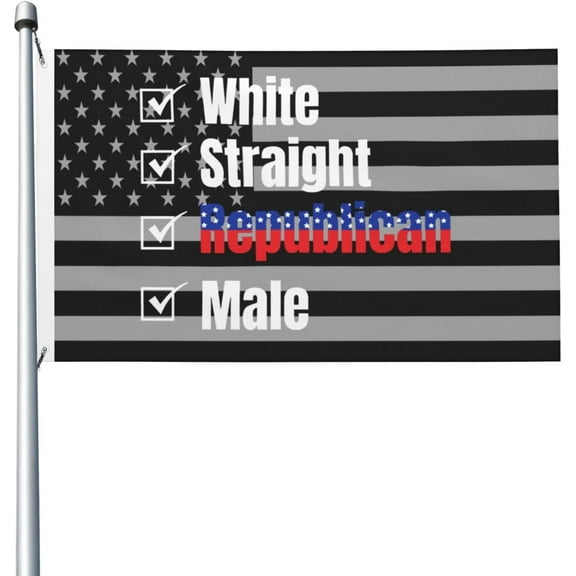 White Straight Republican Male Flag 3x5 Ft Outdoor Garden Flags Party Banner With 2 Grommets, Black