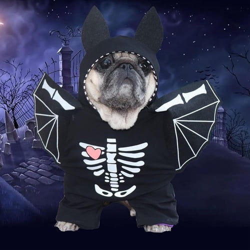 ShadeMart Dog Bat Costume with Wings, Funny Halloween Skeleton Pet Hoodie