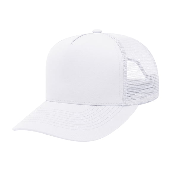 Toptie Adjustable Snapback Baseball Cap, Snapback Cap Trucker Hat Mid Profile Mesh Back Cotton Twill Wholesale-White
