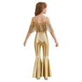 thumbnail image 2 of SiiRoh Girls Spaghetti Strap Sequins Pageant Romper Sleeveless High Waist Party Jumpsuit Gold 14, 2 of 7