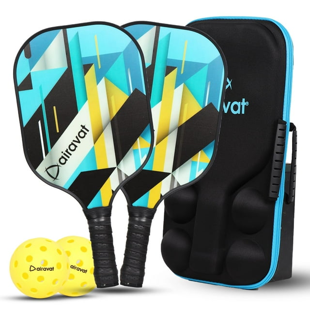Pickleball Paddle Set Of 2, Carbon Fiber Pickleball Paddle, With 2 Balls & Premium Bag | For The Perfect Balance Between Power & Finesse, Blue