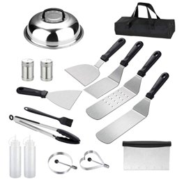 Ensemble D'outils De Barbecue Steven-Bull - 3 Pièces Extra Longues En Acier Inoxydable, Manche Bois, Multifonctions (spatule, Fourchette, Pinces)