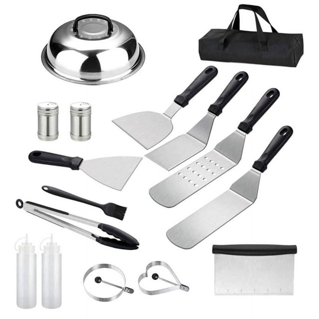 Birdeem Grilling Accessories Bbq Accessories Griddle Accessories Kit 16Pcs Flat Top Grilling Tools Set Stainless Steel Grill Bbq Spatula Kit Cooking Utensils Set with Carry Bag for Outdoor Barbecue