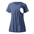 thumbnail image 6 of Youmylove Women Maternity Summer Short Sleeve Side Button Crew Neck Solid Color Tops T-Shirt Tee Shirts For Breastfeeding Pregnant, 6 of 8