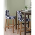 thumbnail image 2 of Navy Blue Boho Bar Stool Covers Set of 4, Vintage Classic Bohemia Flower Textured Stretch Washable Bar Chair Covers with Backs, Removable Pub Counter Height Chair Cover for Kitchen Dining Room Cafe, 2 of 7