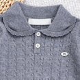 thumbnail image 5 of Girls Sweater Cable Knit Peter Pan Collar Button Placket Soft Lightweight Long Sleeve Jumpers (Grey), 5 of 6