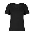 thumbnail image 3 of lmcalzta Womens Ribbed Knit Tops V Neck Short Sleeve Slim Fitting Tshirts Breathable Stretch Basic Tees, 3 of 5