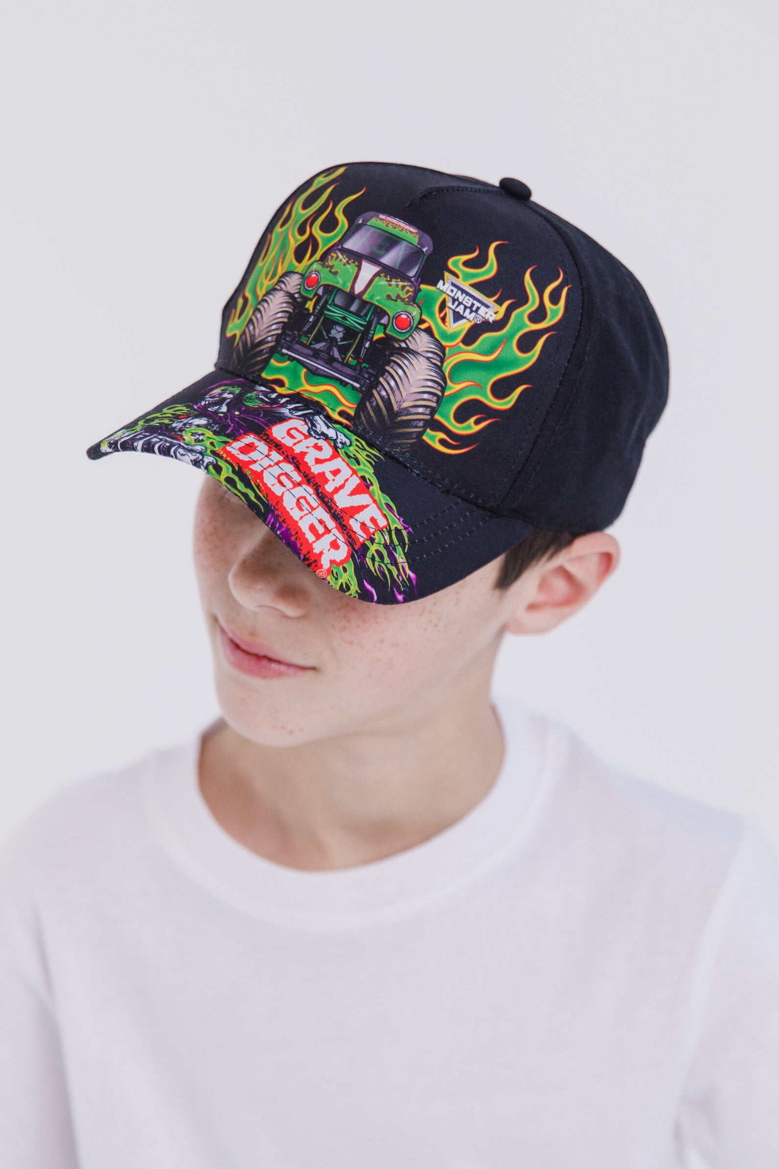 Monster Jam Grave Digger One Size Youth Adjustable Snapback Baseball Cap Hat One Size
