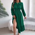 thumbnail image 5 of Wdgfv Ruffle Maxi Dress for Women, Pleated A Line Flowy, Business Casual, Holiday Modest Long Sleeve Smocked Spring, 5 of 6