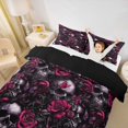 thumbnail image 3 of Homewish Spooky Skull Twin Duvet Cover,Skeleton Halloween Twin Bedding,Pink Rose Comforter Cover,Black Reversible,2pcs,1 Duvet Cover and 1 Pillowcase, 3 of 6