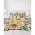 thumbnail image 2 of Twin Quilt Bedding Set, Farm Flowers Reversible Summer Quilt 3 Pieces, Retro Sunflowers Barn Doors Butterfly Wood Board Lightweight Bedspreads Coverlets with 2 Pillow Shams for All Seasons, 2 of 5