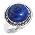 thumbnail image 1 of 925 Silver Ring For Women - Men Blue Genuine Lapis Lazuli Stone Silver Ring Size 7.5 September Birthstone Costume Silver Ring Size 7.5 Gift For Ladies On Wedding 925 Silver Jewelry With Gemstone, 1 of 1