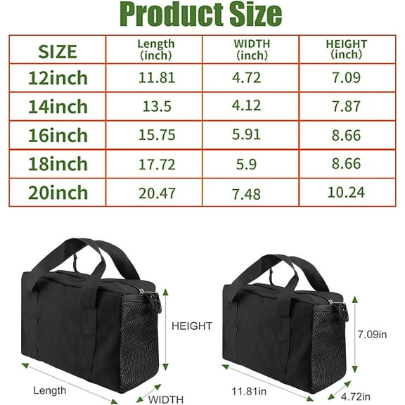 GHRTGR-Small Tool Bag,Large Capacity Tool Bags for Men,Tool Organizer Bag,It Has Shoulder Straps And Side Pockets Canvas Tool Storage Bags for Storage Handbag for Screwdrivers,Wrench,Pliers (Black, 1