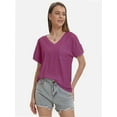 thumbnail image 3 of Women's Short Sleeve V-Neck Shirts Loose Casual Tee T-Shirt, 3 of 6