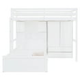 thumbnail image 5 of Wood Bunk Bed, Twin Bunk Bed with 5 Drawers, Wardrobe and Storage Shelves, Bunk Bed with Hydraulic Bed Design and Ladders, Space Saving for Small Bedroom, White, 5 of 8