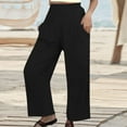 thumbnail image 2 of Sngxgn Wide Leg Pants for Women Pants with Pockets Loose Casual Work Trouser Pants(Black,XXL), 2 of 6