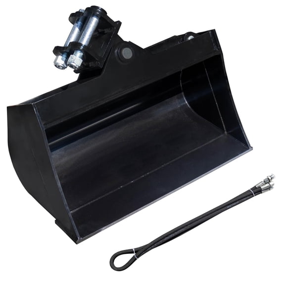 MMS Hydraulic Tilting Dredging Bucket, 24 Inch / 600 mm, Toothless, for 0.8-1.5 Ton Mini Excavators, River & Road Cleaning Attachment