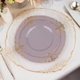 thumbnail image 2 of YOPTOP 10 Pack | Clear/Gold Baroque 8” Round Plastic Dessert Salad Plates  Disposable Tableware with Leaf Embossed Gold Rim,lavender,10", 2 of 11