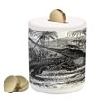 thumbnail image 1 of Vintage Piggy Bank, Old Fashion Sketch of a Crocodile in Forest Wildlife Nature Woods Fossil Picture, Ceramic Coin Bank Money Box for Cash Saving, 3.6" X 3.2", Charcoal Grey, by Ambesonne, 1 of 4