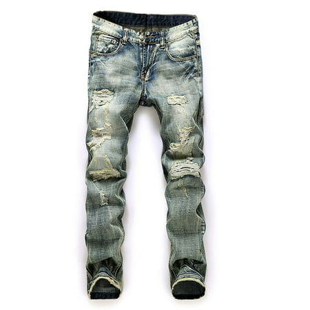 Men Plus Size Straight Jeans Male Distressed Denim Pants Biker Jeans Ro Designer Bin Jeans for Men Religious