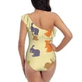thumbnail image 5 of Cauagu Colorful Rabbit Print Women's Sexy One Piece Swimsuits One Shoulder Ruffle Tummy Control Bathing Suit Slimming Swimwear-Medium, 5 of 6