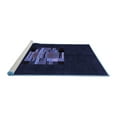 thumbnail image 2 of Ahgly Company Machine Washable Indoor Square Abstract Blue Modern Area Rugs, 3' Square, 2 of 4