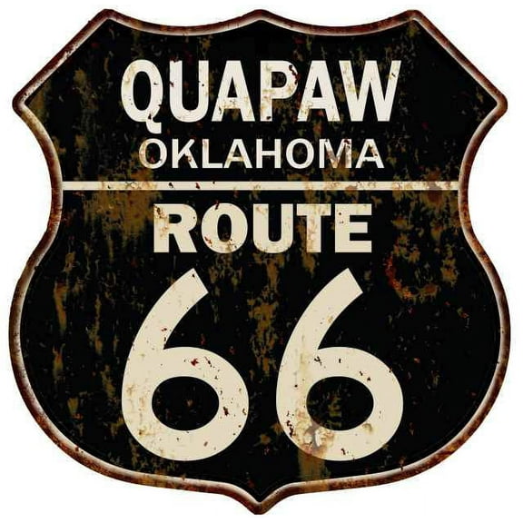 QUAPAW, OKLAHOMA Route 66 Shield Metal Sign Man Cave Garage 211110014178