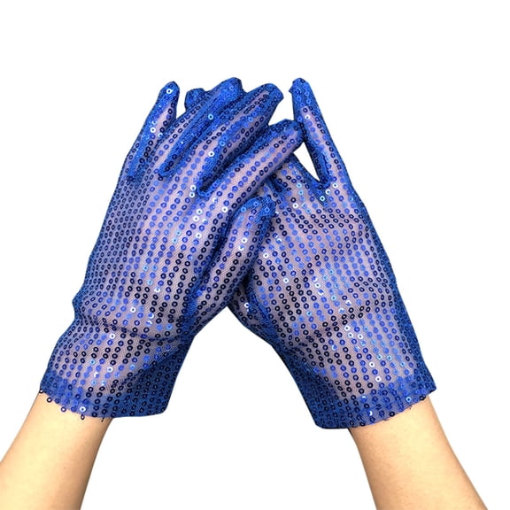 Carnival Sequins Gloves for Women Cold Weather Wool Thermal Warm Plush Soft Upgraded Touch Screen Womens Mittens Blue