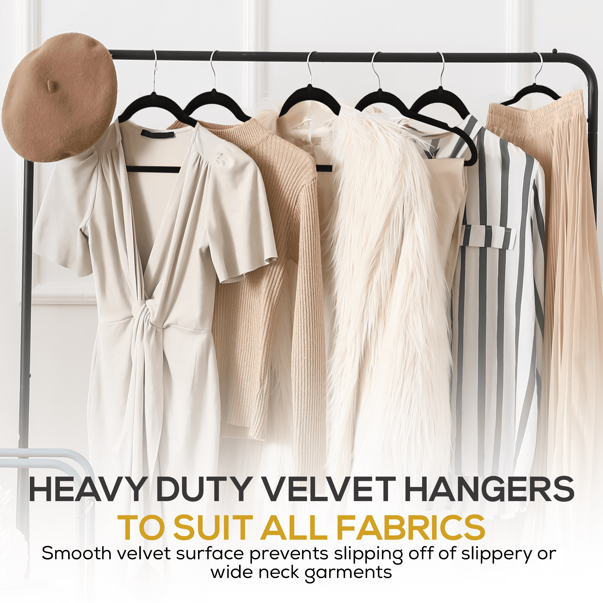Techzoo Premium Black Velvet Hangers 15 Pack - Space Saving Felt Hanger, Non Slip Clothes Hangers for Closet, Heavy Duty Hanger for Coats, Shirts & Pants, 360° Swivel Hook, Hold Up to 10 lbs