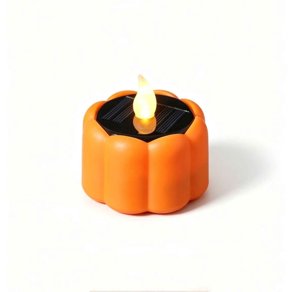 Solar Lights Outdoor, Halloween Pumpkin Solar Candle Lights, Solar Lights Outdoor Waterproof Flickering Flame Led Ambiance Light, Halloween Decorations for Yard Garden, 2.56 Inch 1 Pack