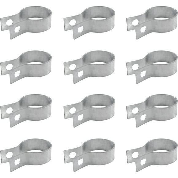 YQHWQ Chain Link Fence Support Straps Galvanized Steel Chain Link Fence Support Straps Suitable for 12" OD Posts, Fence Panels, Gates 12-Pack Chain Link Fence Support Straps