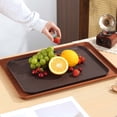 thumbnail image 2 of Wood Grain Plastic Storage Tray Stackable Food Serving Tray For Kitchen & Living Room Wood Trays Home Decor Brown 15*10 In, 2 of 9