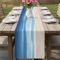 thumbnail image 4 of Navy Blue Coastal Table Runner 72 Inches, Waves Summer Beach Ocean Sea Bed Runner Dresser Scarves Tabletop for Indoor Outdoor Parties/Ceremony/Banquet, 16" x 72", 4 of 9