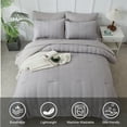 thumbnail image 3 of Davulos Comforter Set King Size Grey 7 Pieces Boho Striped Bed in a Bag Shabby Chic Bedding Comforter Sets Microfiber Tufted Bed Set for All Season, 3 of 7