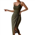 thumbnail image 2 of Vestido de Cóctel Ajustado para Mujer, Sin Mangas, con Tirantes Finos Ajustables, Abertura en la Cintura, Espalda Descubierta y Corte Midi Verde S, 2 of 9