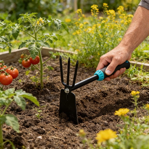 Garden Hoe, Heavy Duty Hula Hoe Garden Tool for Weeding, Cultivator Stirrup Hoe with Adjustable Long Handle,Garden Loosening Soil Weeding Digging