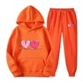 thumbnail image 3 of Feancey Valentines Day Sweatsuit for Women Plus Size Casual Hooded Set Novelty Love Heart Print Hoodies and Lounge Pants Two Piece Sets Orange S, 3 of 7