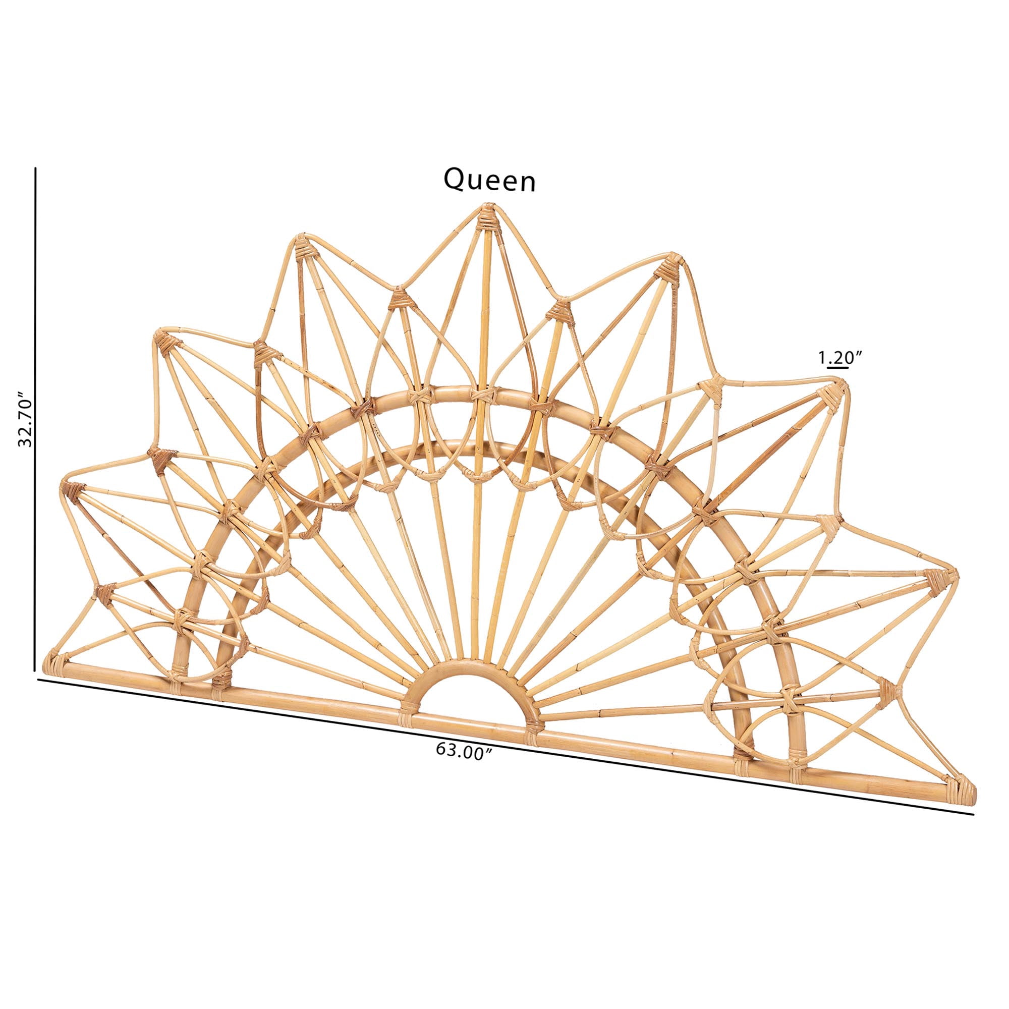 bali & pari Solara Boho Wall-Mount Headboard, Queen, Natural Brown