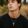 thumbnail image 3 of Stainless Steel Silver Cross Necklace for Men, Cross Pendant Necklace Jesus Necklace, Faith Gifts for Men Father Uncle Son Christians, 3 of 6