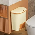 thumbnail image 4 of Hanging Can with Lid, Kitchen Compost Bin for Counter Top, Under Sink or Wall Mount, Small Garbage Can for Cupboard/Bathroom/Bedroom/RV, Beige, 4 of 5