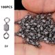 thumbnail image 5 of 100 Uds Giratorios de pesca de barril rodante accesorios de aparejos de pesca de níquel negro de acero inoxidable sedal de pesca para conectores de gancho ANGGREK Otros, 5 of 8
