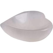 Northlandz Selenite Crystal Heart Shape Bowl for Decor, Natural Body Chakra Worry Stone- 10cm, White
