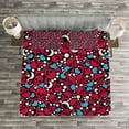thumbnail image 3 of Ambesonne Skull Quilted Bedspread Set 3 Pcs, Crosses Hearts Moons, Queen Size, Multicolor, 3 of 3