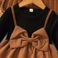 thumbnail image 3 of Generic Toddler Girls Corduroy Suspender Dress Long Sleeve Cute Bow Color Block Sweater Fall Winter Outfits for 2-8 Years, 3 of 6