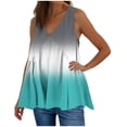 thumbnail image 1 of Plebaso V Neck Tank Tops for Women Gradient Color Ruffle Shirts Flowy Sleeveless Womens Summer Blouses, 1 of 5